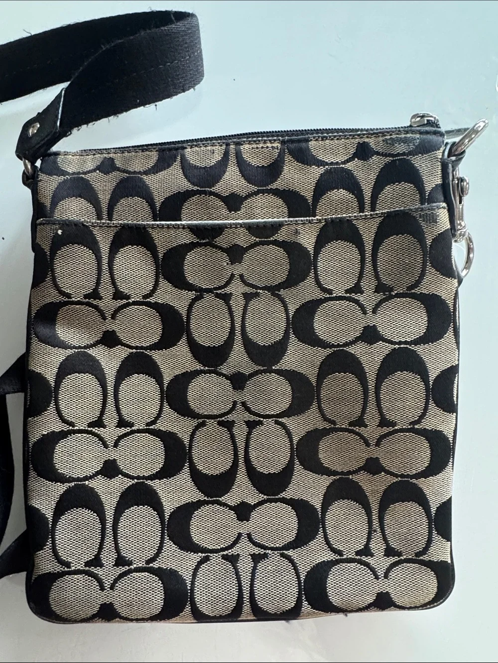 Coach Black and Tan Signature Crossbody Bag